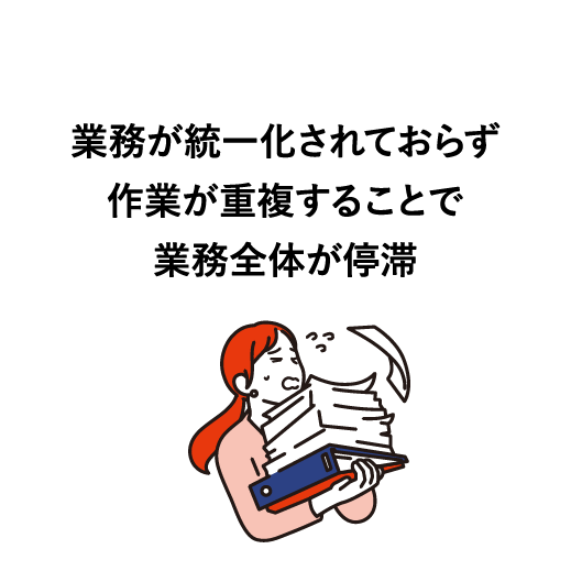 業務が統一化されておらず作業が重複することで業務全体が停滞